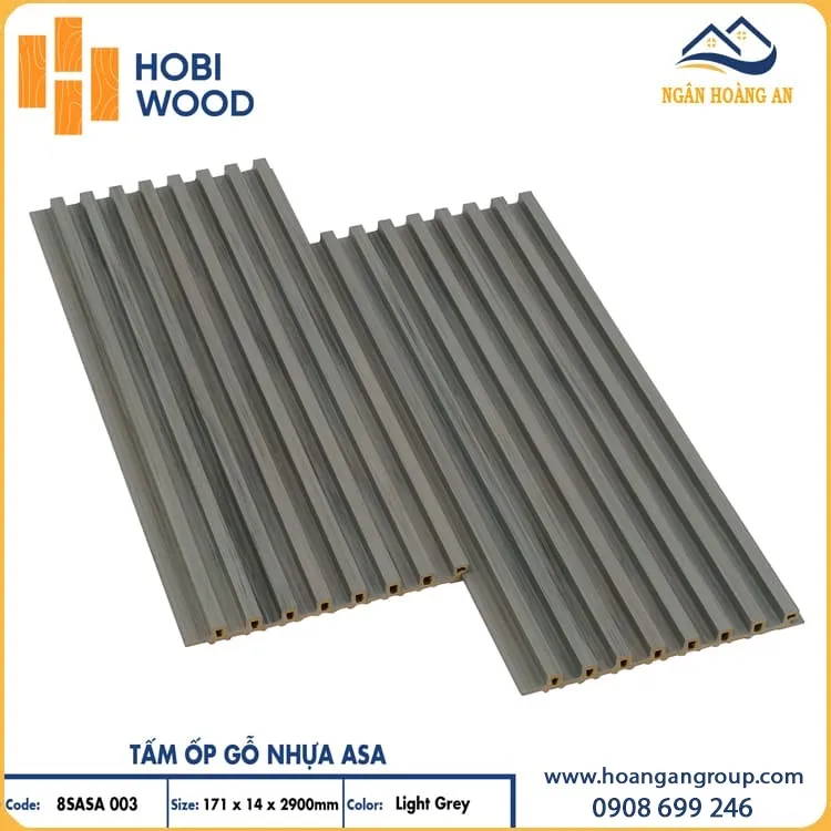 Tấm Ốp Lam 8 Sóng Phủ ASA Hobiwood 8SASA003 Light Grey